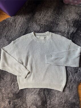 Brochu Walker Crewneck Knit Sweater - Light Gray with multi color fiber